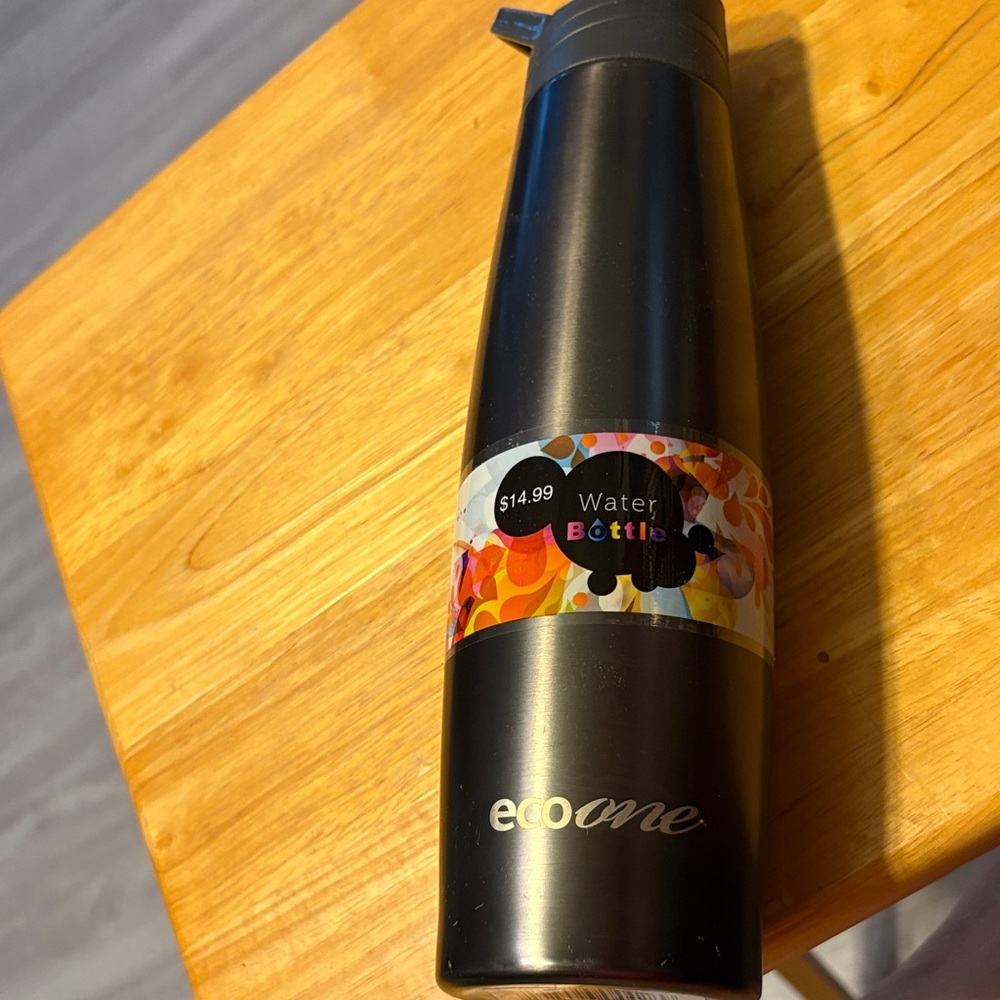 EcoOne Black Insulated Water Bottle with Flip Lid